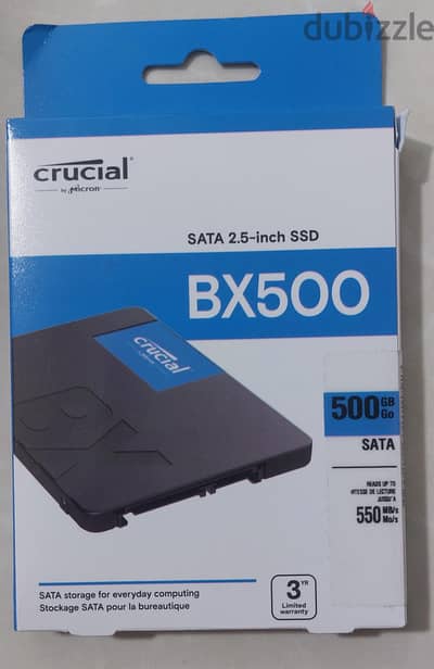 Crucial BX500 500GB SATA 2.5" SSD - جديد