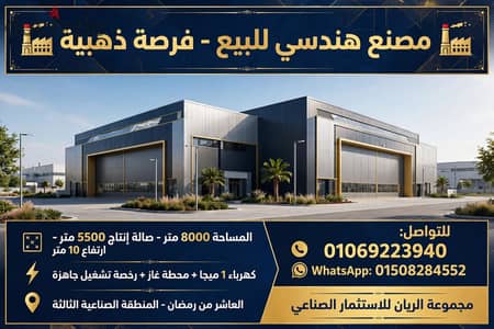 مصنع للبيع بمدينة العاشر من رمضان