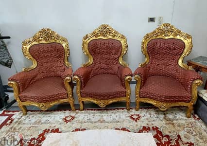 صالون مدهب  عمولة مستعمل  + ترابيزة  صالون