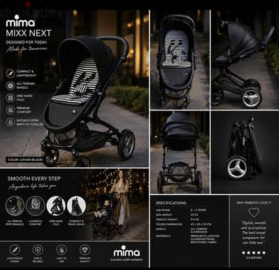 Mima Stroller – Excellent Condition | Black | Like New