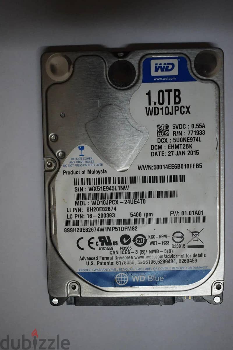 Western Digital HDD 2.5 1 Tb هارد لابتوب 1 تيرا + راكه 10