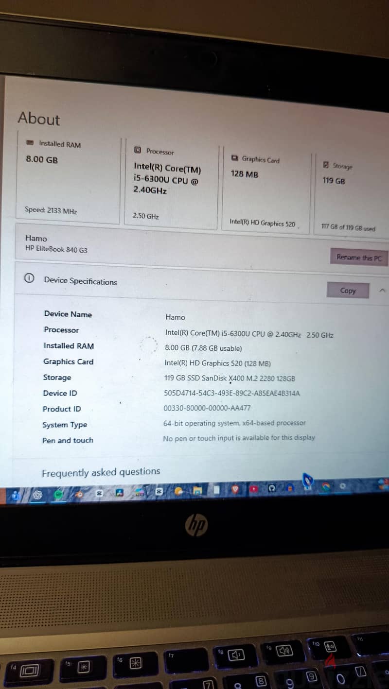 HP elite book 840 G3 1