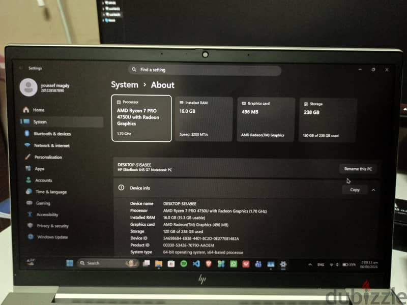 HP elitbook 845g7 ryzen 7pro لاب قوي جدا استيراد _ كل القطع اورجينال 5