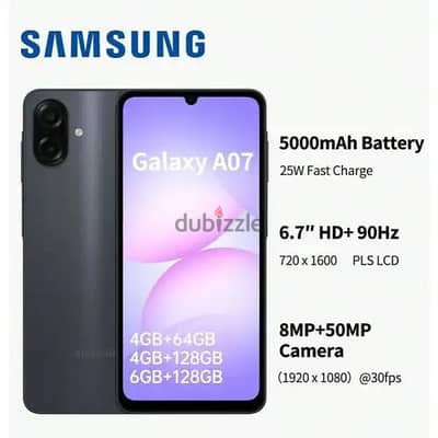Galaxy A07 4G, 256gb ROM, 8gb RAM,
