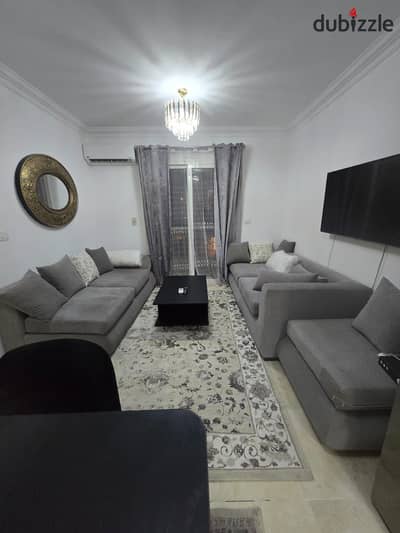 Furnished apartment for rent in Madinaty B12  78 meters 2 bedrooms air-conditioned modern furniture modern appliances prime location in front of the mosque steps from services and the medical center and Beit Al-Jomla market ready to move in