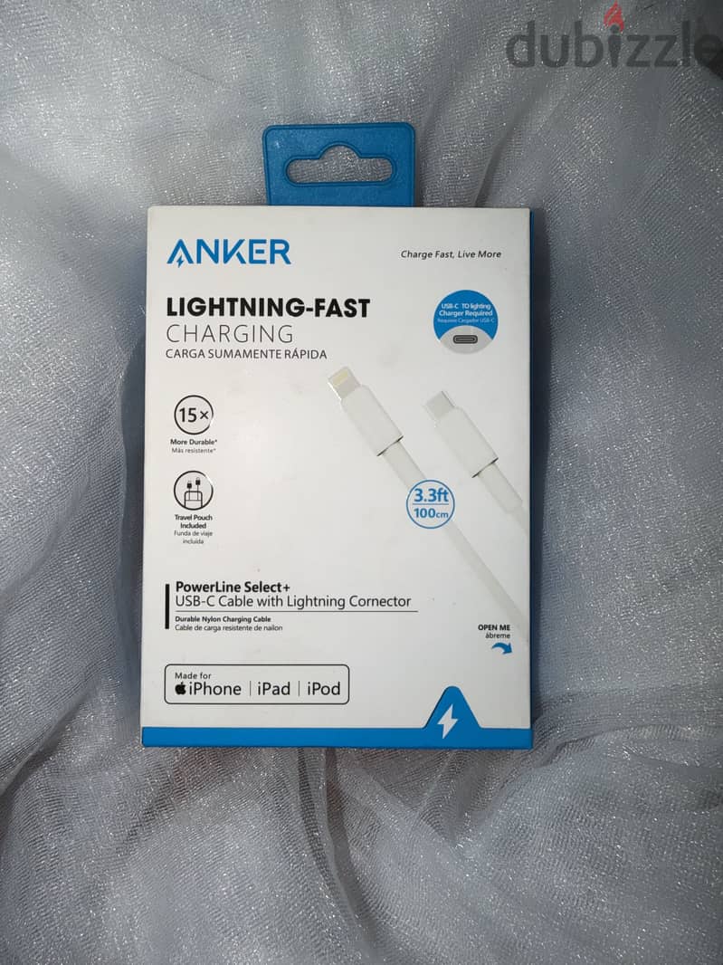 Charger with USB-C cable featuring a Lightning connector 2