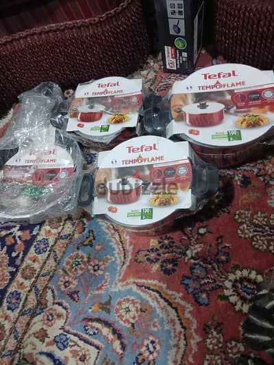 طقم ٣ حلل تيفال الاءصلى وطاسة جديد