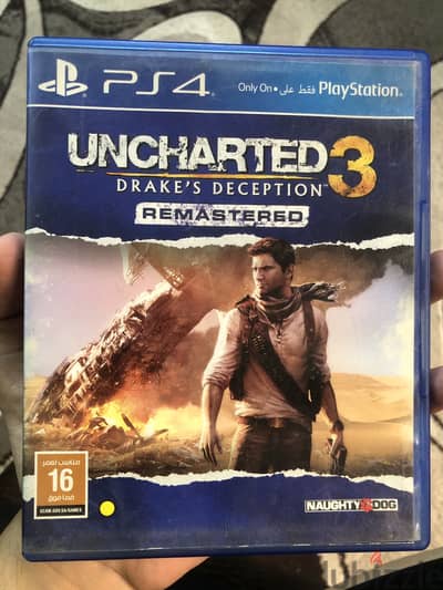 اسطوانة uncharted 3 استعمال خفيف جدا PS4
