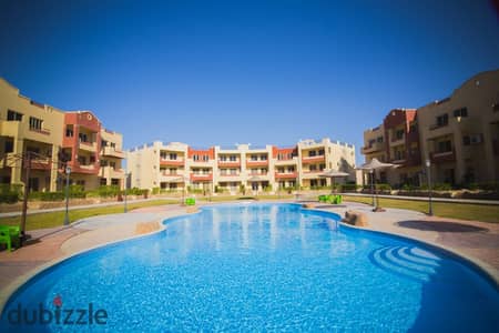 For sale: 105-square-meter, first-floor chalet directly facing the sea—located in the first building of La Sirena, Oyoun Moussa, Ras Sedr.