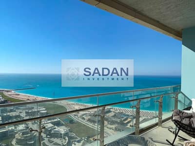Sea-view serviced apartment offering the highest monthly rental yield in USD – fully finished with A/C – located in Alamein Towers, North Coast.