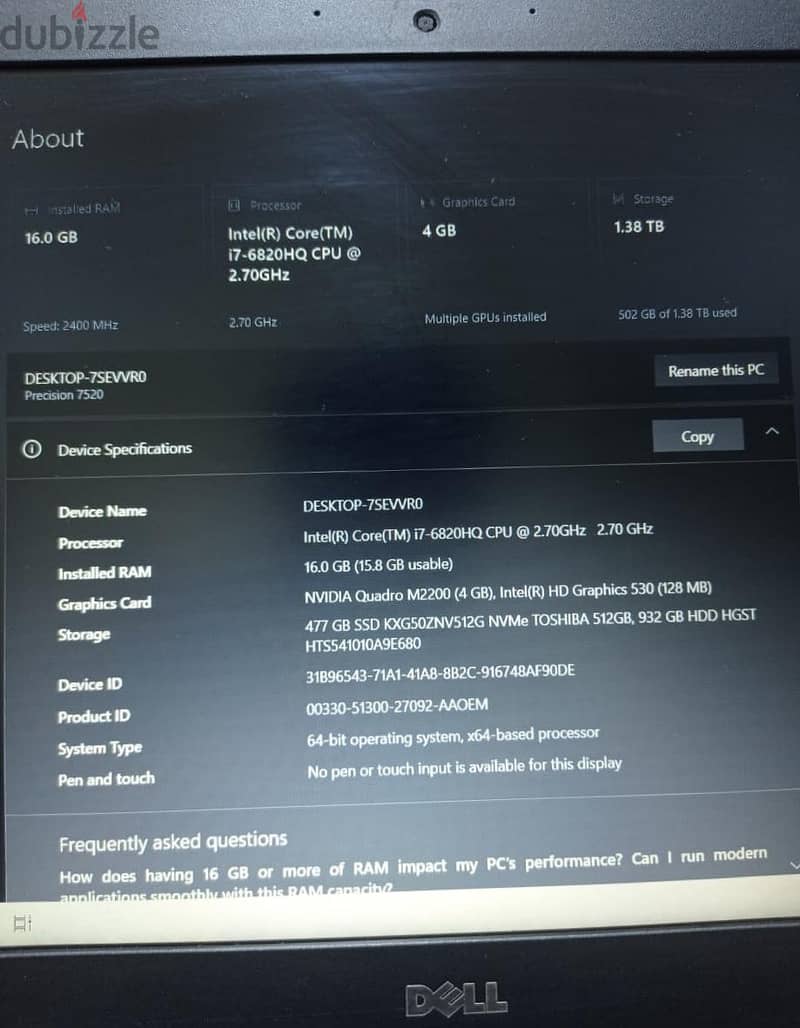 dell precision 7520 2
