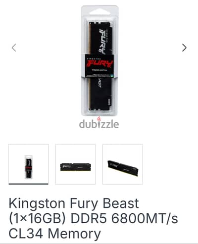 Kingston Fury Beast (1x16GB) DDR5 6800MT/s CL34 Memory