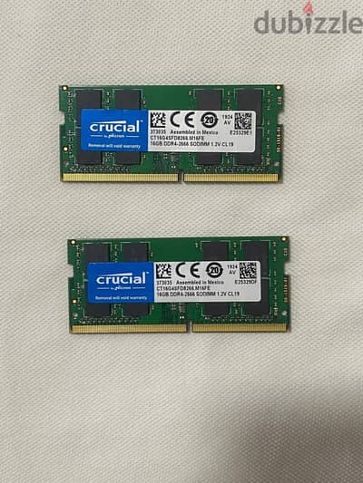 Laptop RAM 32GB (2×16GB) DDR4 2666MHz