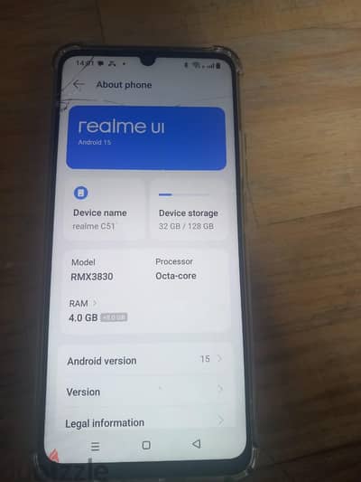 Realme C51 4 ram 128  مفيهوش اى حاجة
