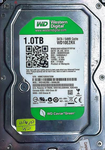هارد ديسك western digital أخضر واحد تيرا مستعمل للبيع هارد ديسك western digital أخضر واحد تيرا مستعمل للبيع
