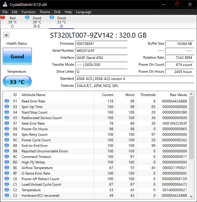 320GB 2.5" Laptop HDD 1