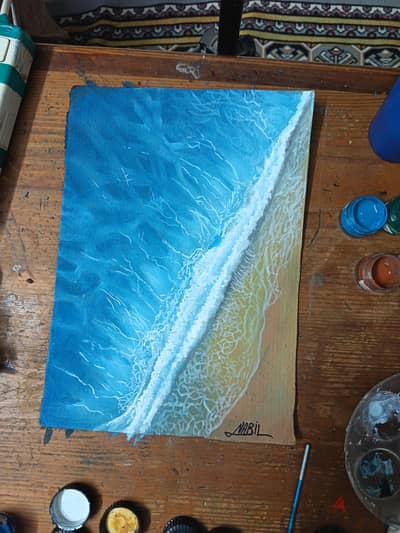 رسم البحر والشاطئ