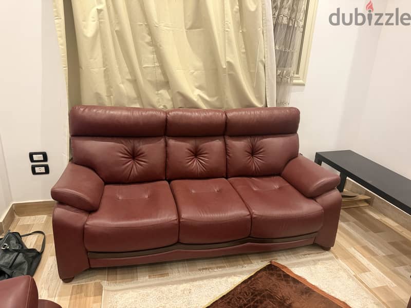 Burgundy Leather couch 1
