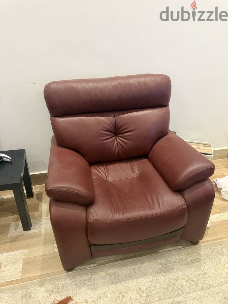 Burgundy Leather couch 5