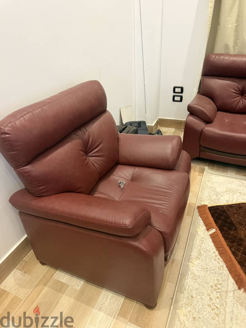 Burgundy Leather couch 6