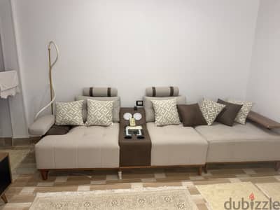 AMERICAN L SHAPE SOFA with charger and cup holder