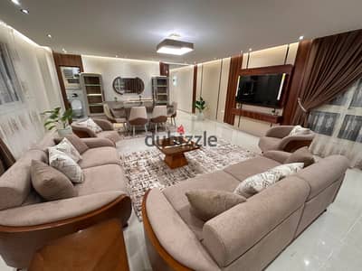 Furnished hotel apartment with new furniture, Sphinx Square, all amenities, modern furniture, 150m, new building, luxurious entrance, fully air-conditioned, modern lighting