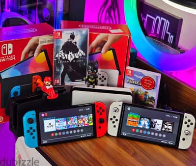 جهازين Nintendo Switch OLED نينتيندو سويتش أوليد بالملحقات وألعاب