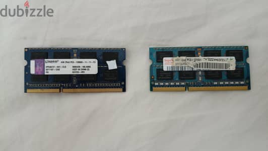 بندل رامات لابتوب 8 جيجا DDR3L أصلي (قطعتين 4GB سامسونج وهاينكس) 1.35V