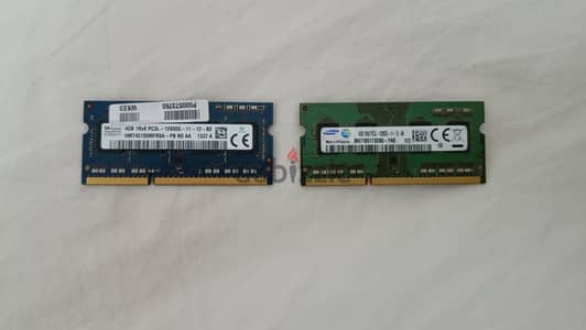 بندل رامات لابتوب 8 جيجا DDR3 أصلي (قطعتين 4GB كينجستون وهاينكس) معاً