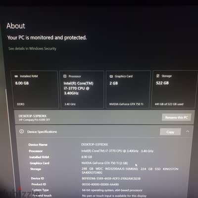 كومبيوتر بكرت شاشه Nvidia وssd