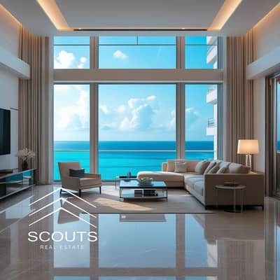 Lowest price installment available fully finished two bedroom chalet for sale full sea view in Mazarine North Coast New Alamein, next to the to towers
