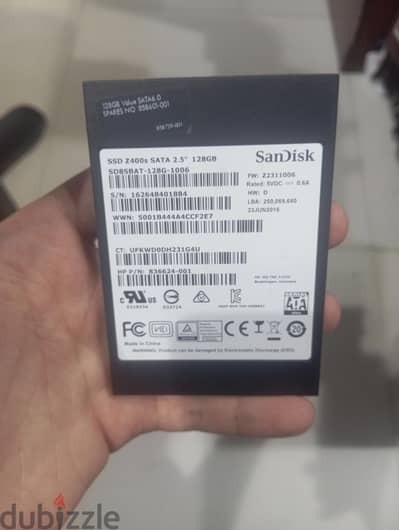 هارد ديسك san disk  SSD 128GB 2.5 sata هيلث 100%
