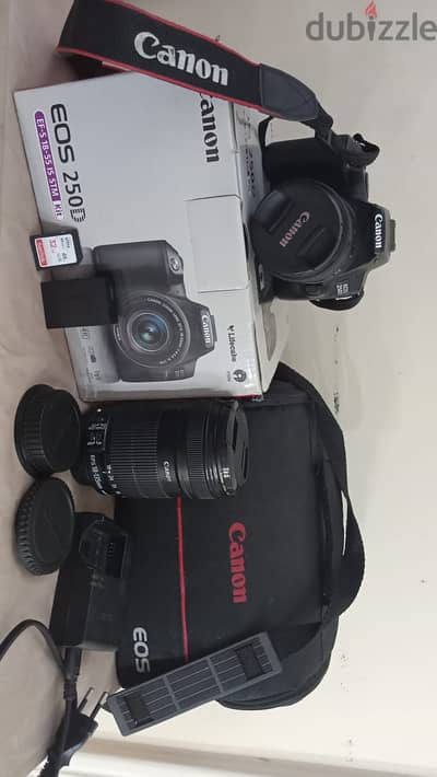 Canon 250D كسر زيرو + عدستين 18-55 + 18-135 STM شاتر 16K