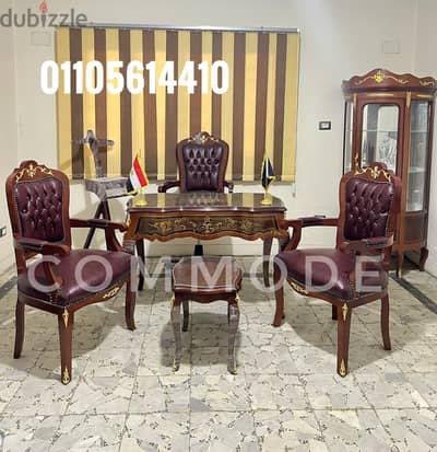 غرفه وزاريه مكتب مدير كلاسيك خشب زان احمر روماني اثاث مكتبي بايوه