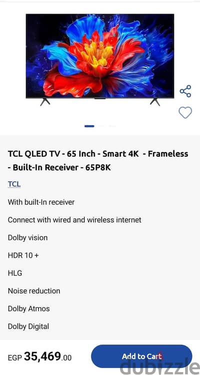 TCL 65 Qled smart 4k frameless 144hz 65p8k sealed