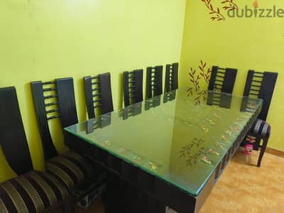 سفرة دمياطي أصلية خشب زان أحمر  \Wooden Dining Table Set