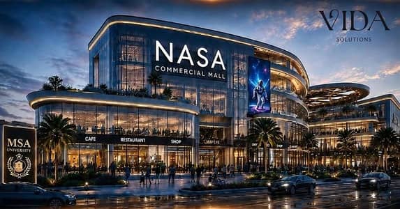 للبيع محل علي طريق الواحات مباشر في اهم مشاريع 6 اكتوبر مول ناسا بمقدم 2,5% واقساط حتي 12 سنه