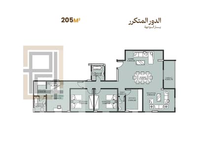 شقة 205م دور أول (3 غرف منهم ماستر + ريسبشن 3 قطع كبير) في بيت الوطن الحي الثالث بمقدم 20% وتقسيط على 5.5 سنوات