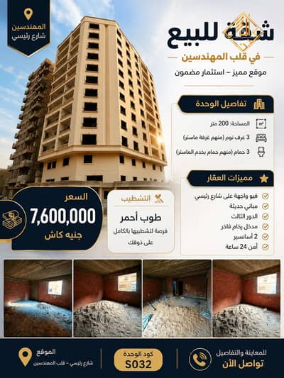 200-meter apartment for sale on a main street in Mohandessin 200-meter apartment for sale on a main street in Mohandessin