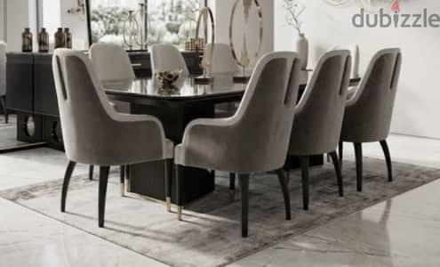سفرة Hub Furniture مودرن + 8 كراسي بحالة ممتازة