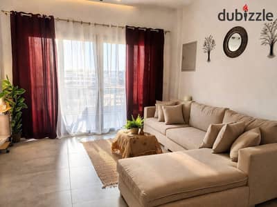 For rent in Privado Madinaty, an 84-meter furnished and fully air-conditioned apartment