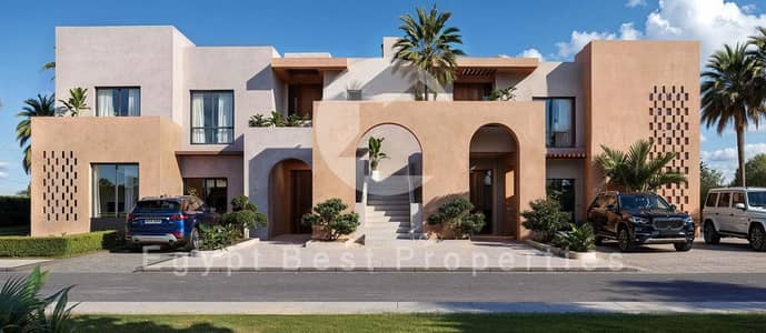 فى موقع مميز  باقل سعر شاليه 2 غرف نوم للبيع باطلاله لاجون واطول فتره سداد تصل 8 سنين فى اوجامى فى راس الحكمه فى الساحل الشمالى