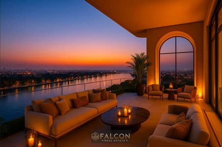 For sale at the lowest price, a townhouse villa directly on the Nile in Palm Hills, Sheikh Zayed