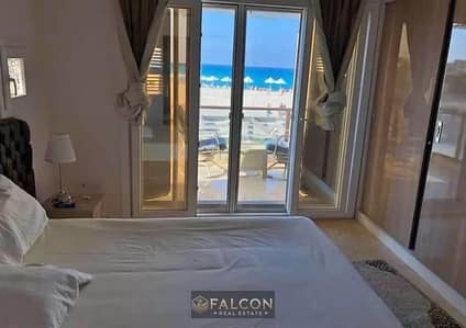 Sea view chalet fully finishing +ACs for sale in prime location in heart of north Coast next to Swan Lake mins to lavista & Almaza bay