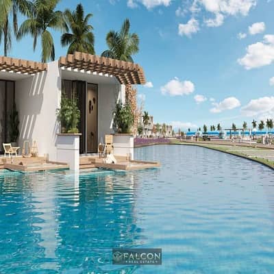 شالية جاهز - تشطيب سوبر لوكس علي البحر ف دايركشن وايت بجوار جون سوديك - الساحل الشمالي direction white north coast