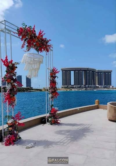 Lowest price, direct view of Alamein Towers facing north apartment for sale with installments next to Hacienda Marassi and the Latin District