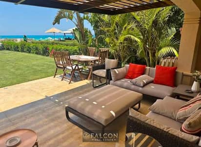 Fully finished, sea-view chalet available for viewing and sale at Marseilia Beach 5, Ras El Hekma (North Coast), located next to Fouka Bay and Haciend