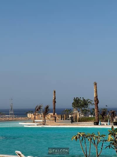 Stunning marina view, ground floor chalet with direct garden on the lagoon in Makadi Heights, available in installments.