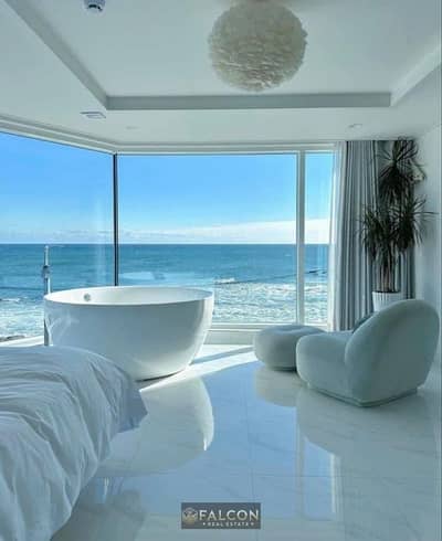 A VIP chalet on the 19th floor of the Alamein Towers, featuring an open view of the sea and the entire city of Alamein, hotel-standard finishing, and