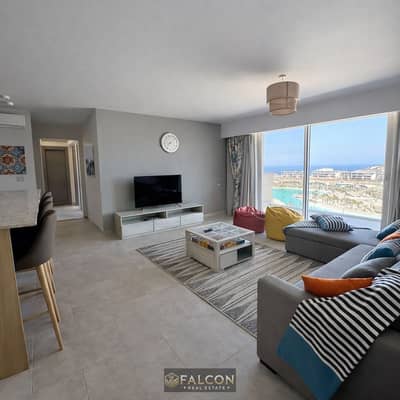Fully finished chalet with a 40% discount, featuring a dual view of the lagoon and the sea. It is situated in a prime location at Telal Sokhna—near Po